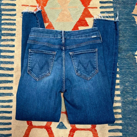 Mother Denim The Looker Ankle Fray Jeans in medium blue Mid Rise Skinny - Picture 9 of 12